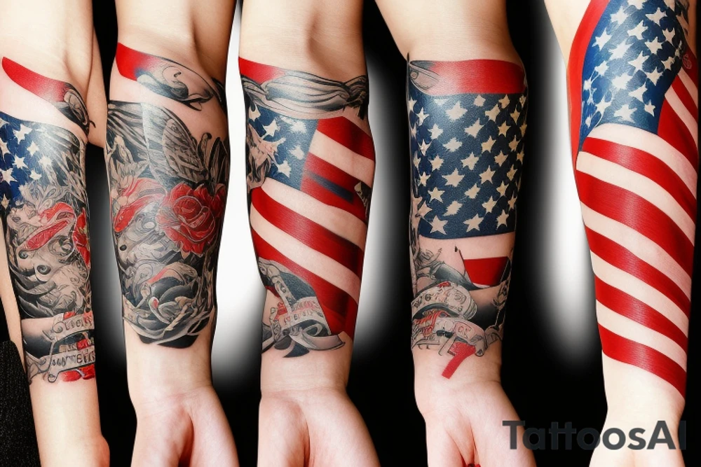 Forearm sleeve with Filipino and American flag accents tattoo idea