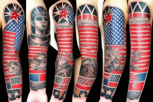 Arm sleeve with Filipino and American flag accents tattoo idea