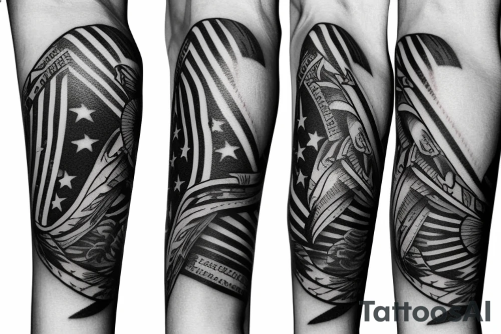Arm sleeve with Filipino and American flag accents tattoo idea