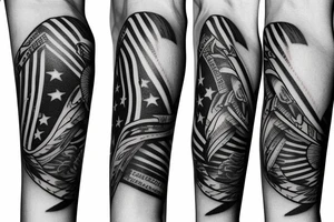 Arm sleeve with Filipino and American flag accents tattoo idea