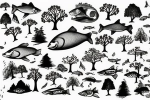 Nature with trees maybe fish tattoo idea