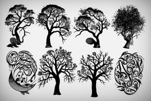 Nature with trees maybe fish tattoo idea