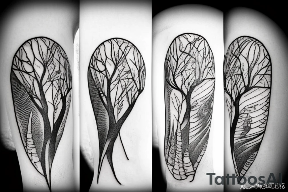 Nature with trees fish camping tattoo idea