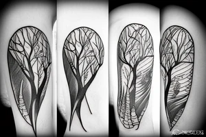 Nature with trees fish camping tattoo idea