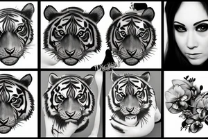 Tiger eyes and orchids tattoo idea