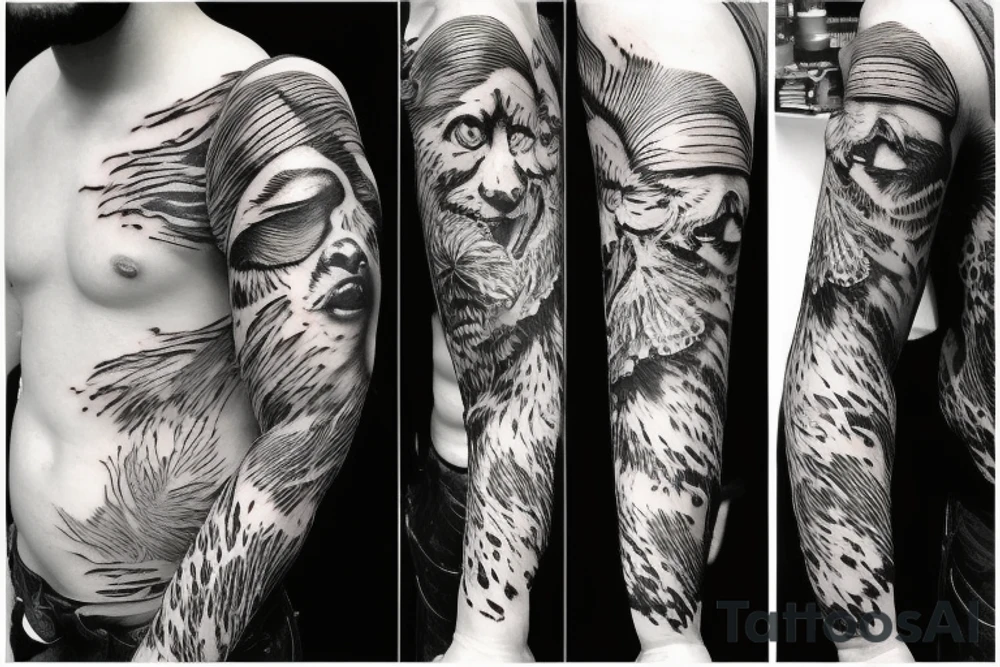 Tiger eyes and orchids tattoo idea
