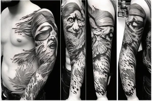 Tiger eyes and orchids tattoo idea