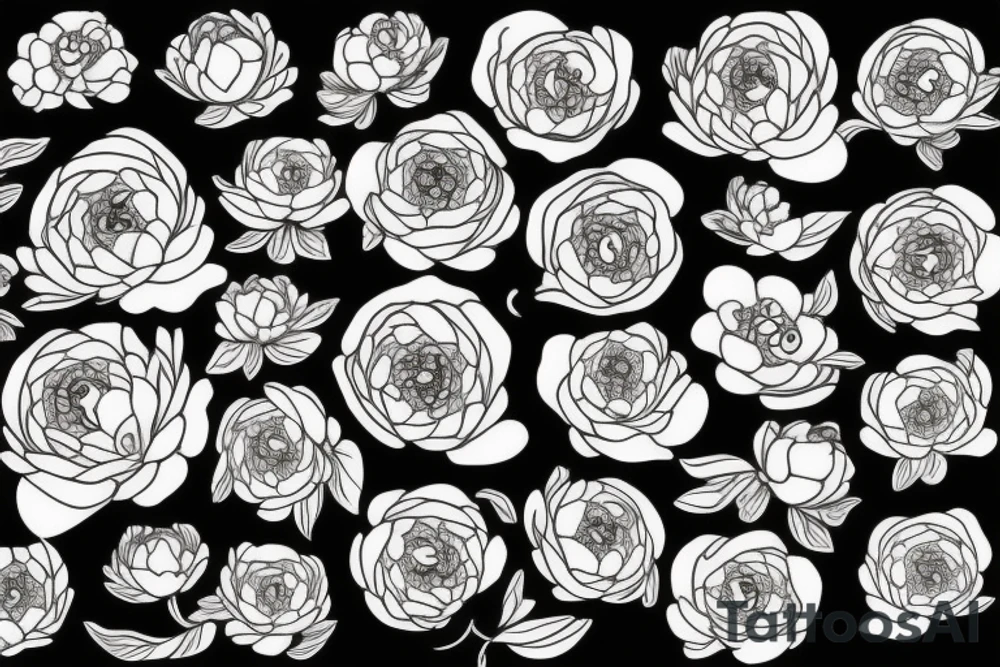 Peonies with eyes tattoo idea
