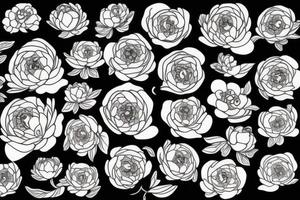 Peonies with eyes tattoo idea