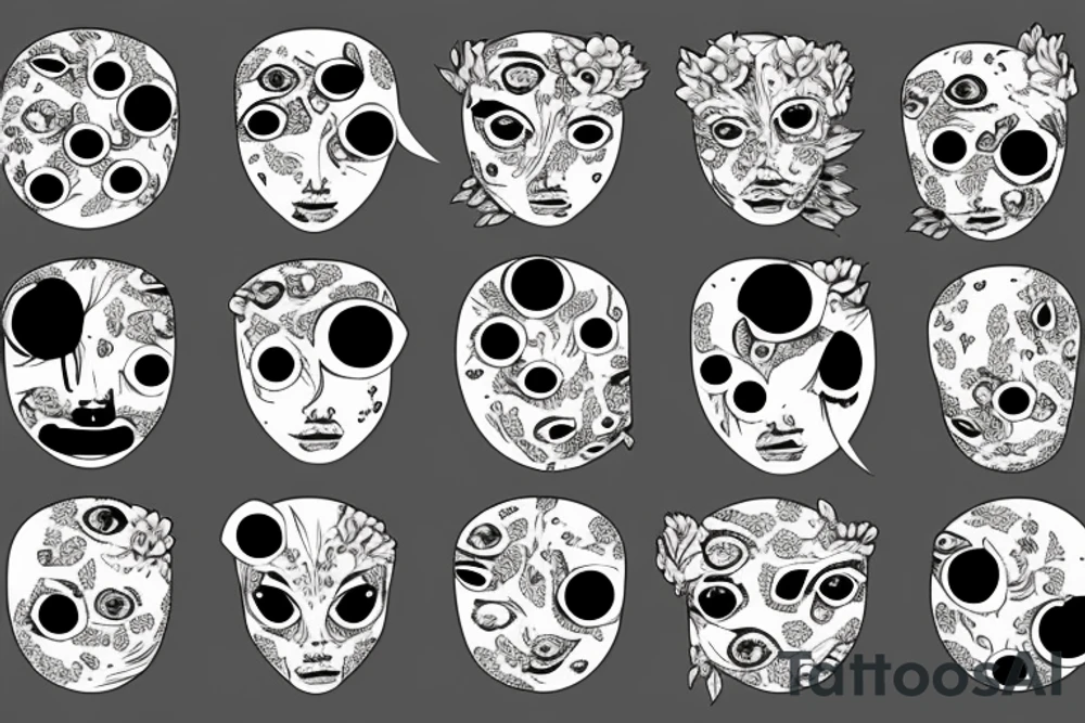 Peonies with eyes tattoo idea