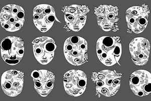 Peonies with eyes tattoo idea