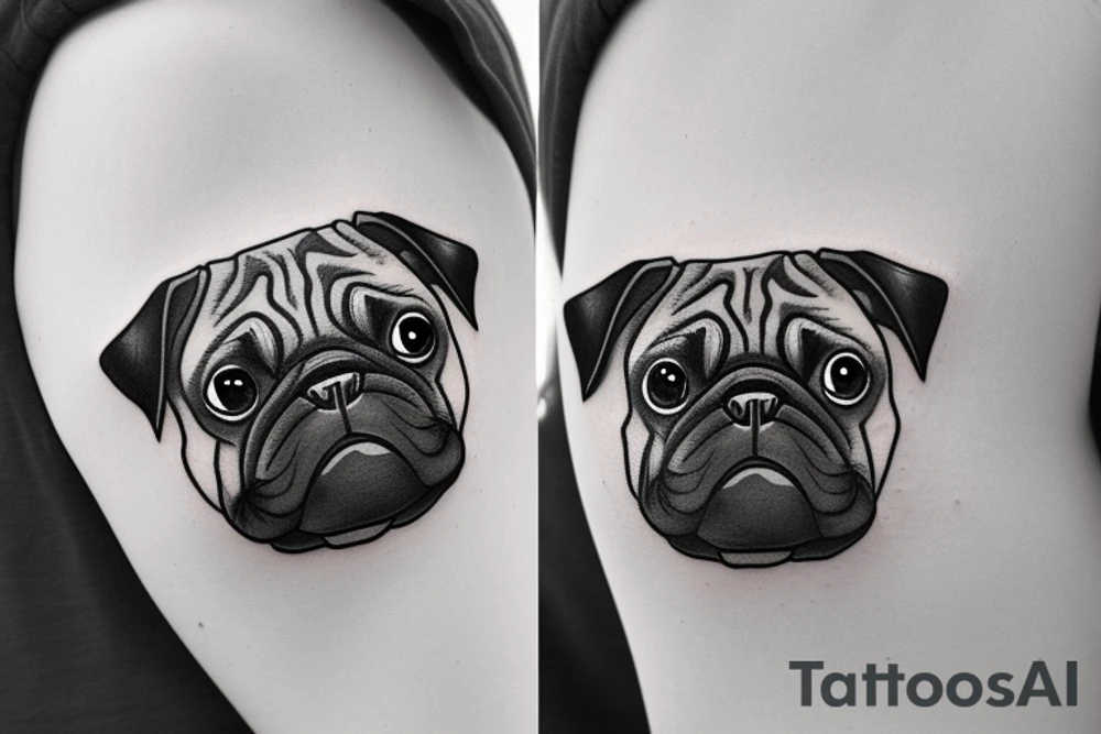 Pug in a jacket tattoo idea