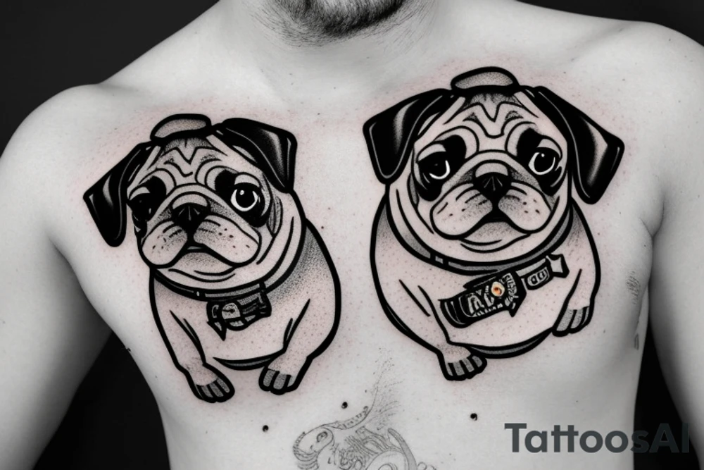 Pug in a jacket tattoo idea