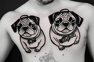 Pug in a jacket tattoo idea