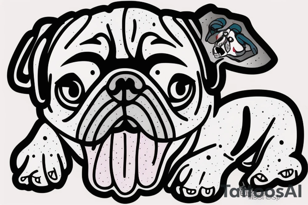 Pug in a jacket tattoo idea