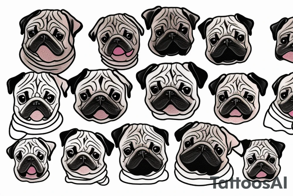 Pug in a jacket tattoo idea
