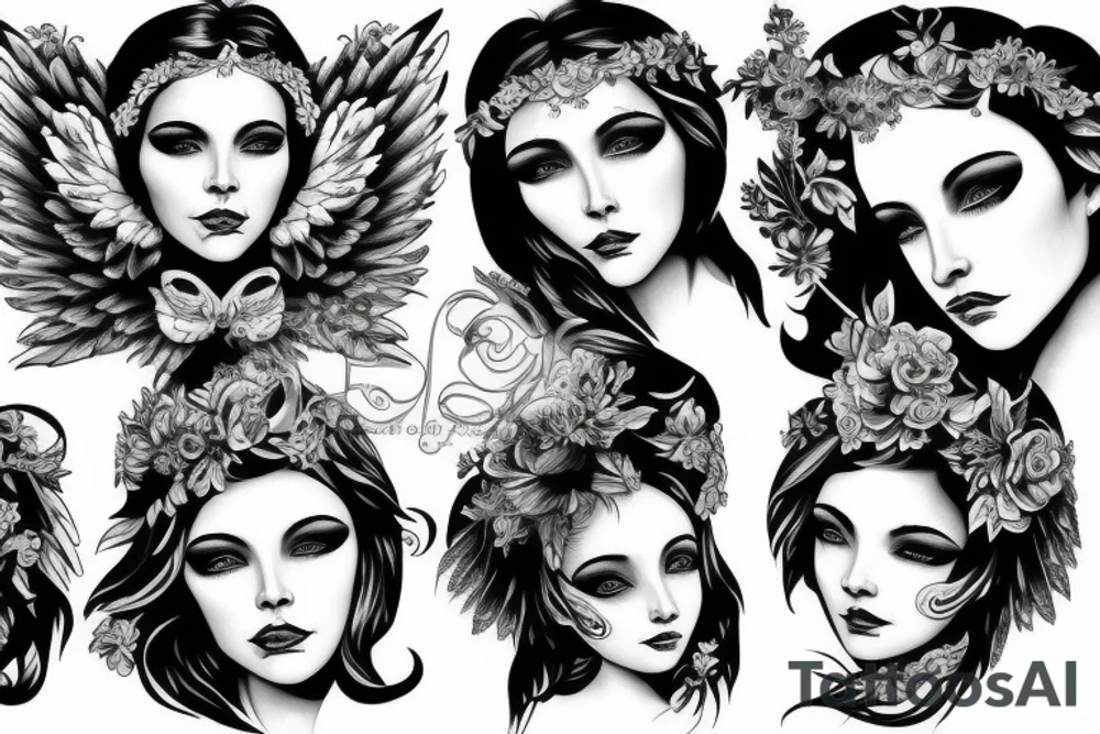 Baroque angel tattoo idea