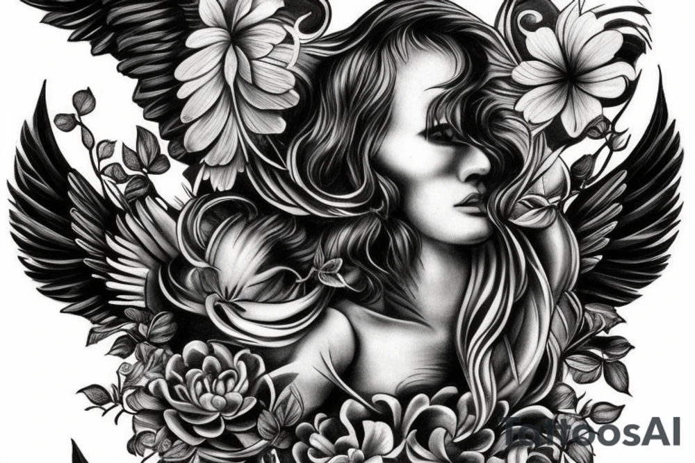 Baroque angel tattoo idea