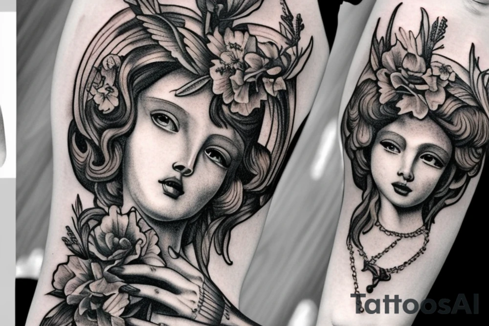 Baroque angel tattoo idea