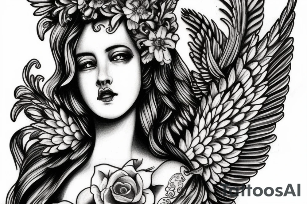 Baroque angel tattoo idea