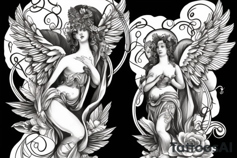 Baroque angel tattoo idea