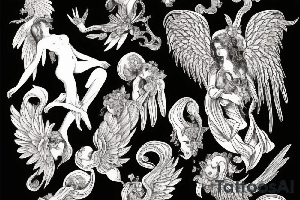 Baroque angel tattoo idea
