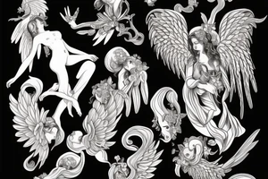 Baroque angel tattoo idea