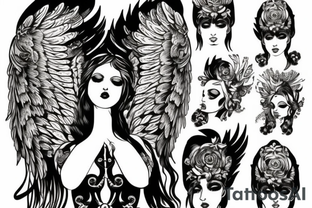 Baroque angel tattoo idea