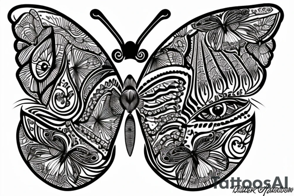 Butterfly with patterns of eyes tattoo idea
