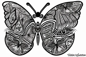 Butterfly with patterns of eyes tattoo idea