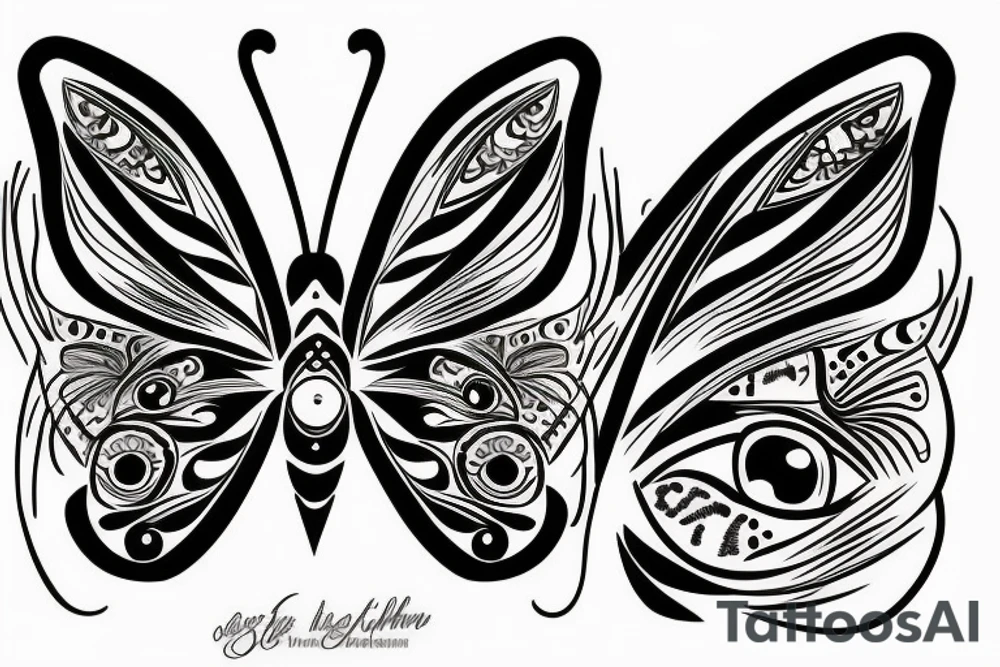 Butterfly with patterns of eyes tattoo idea