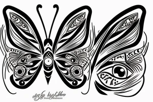 Butterfly with patterns of eyes tattoo idea