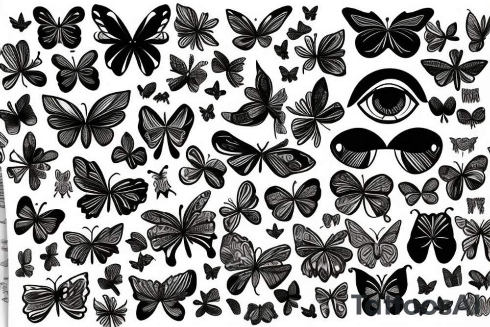 Butterfly with patterns of eyes tattoo idea
