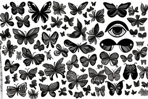 Butterfly with patterns of eyes tattoo idea