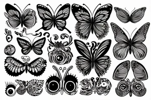 Butterfly with patterns of eyes tattoo idea
