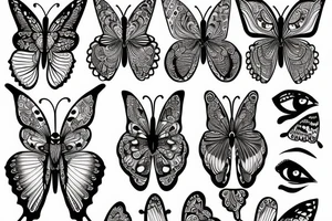 Butterfly with patterns of eyes tattoo idea