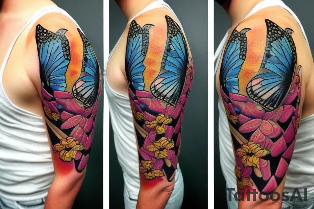 Butterfly with patterns of eyes tattoo idea