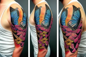 Butterfly with patterns of eyes tattoo idea