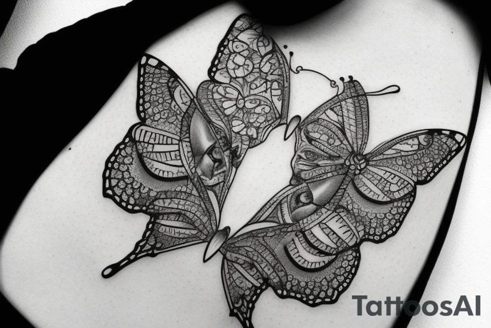 Butterfly with patterns of eyes tattoo idea
