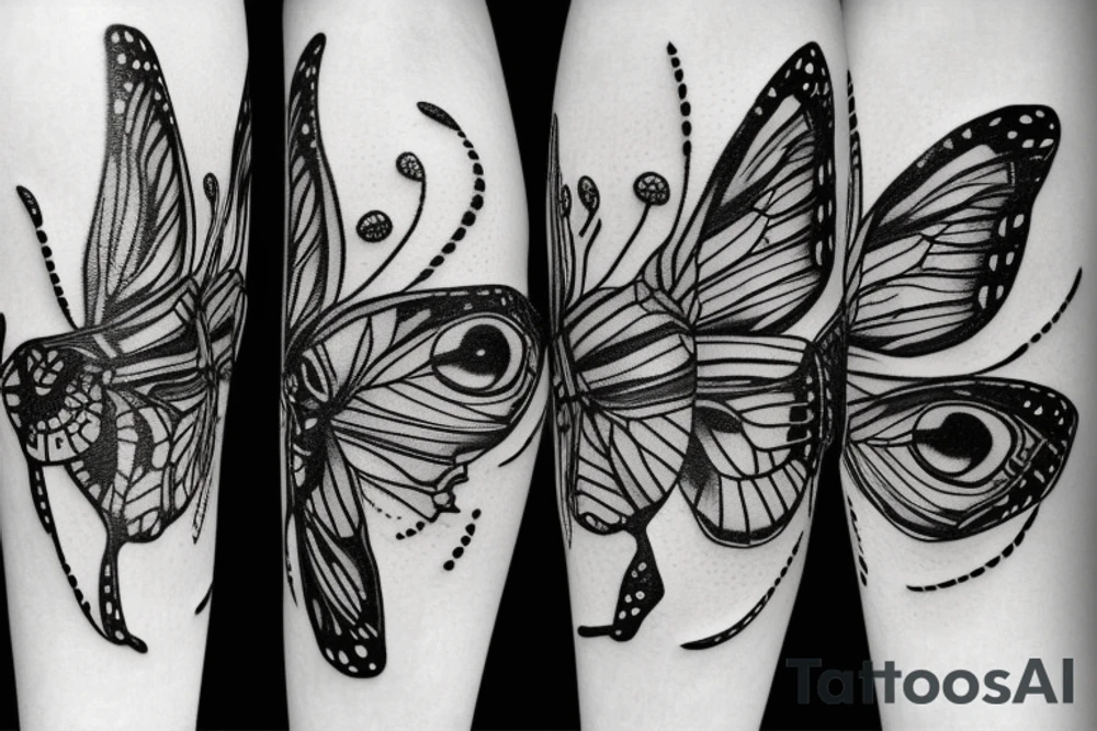 Butterfly with patterns of eyes tattoo idea