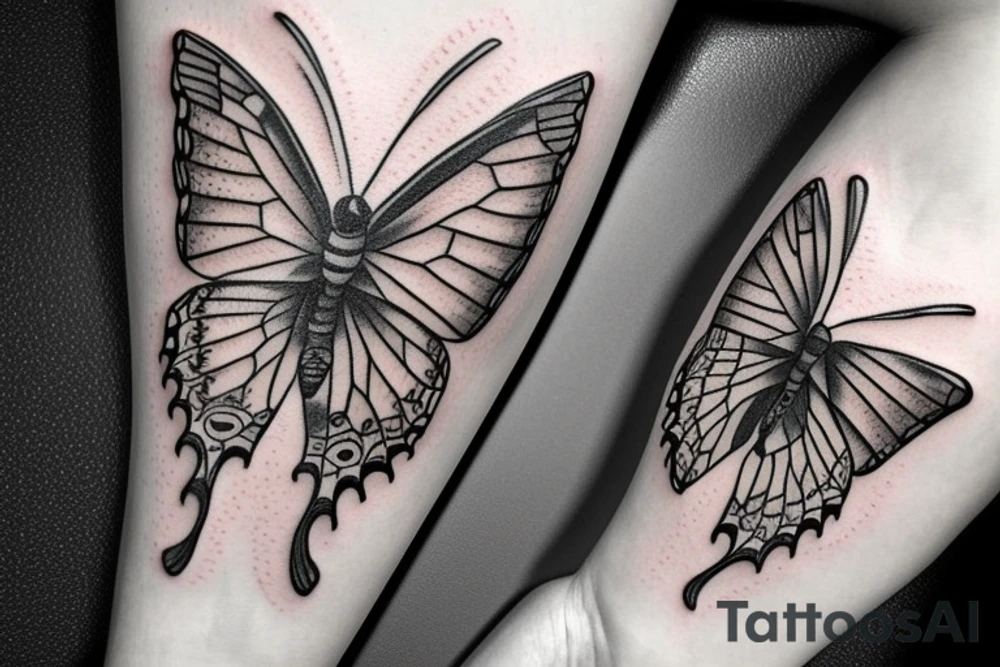 Butterfly with patterns of eyes tattoo idea