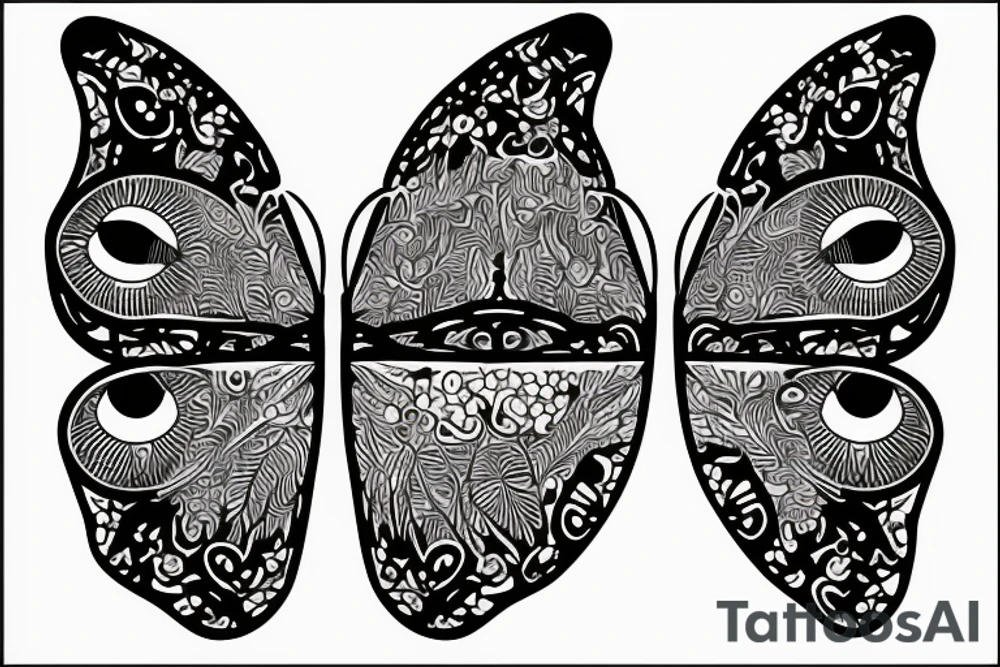 Butterfly with patterns of eyes tattoo idea