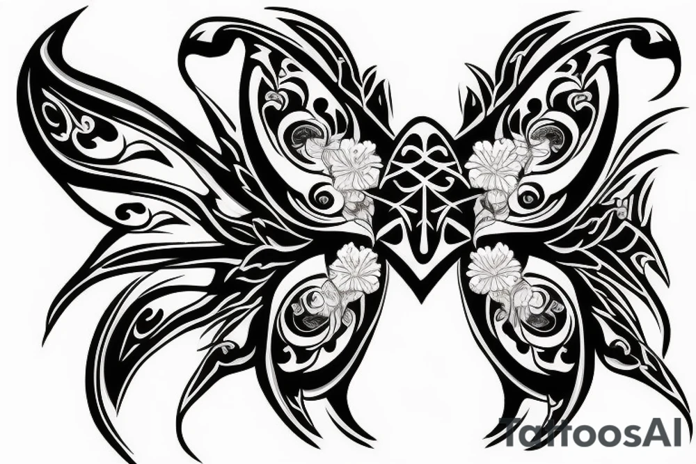 Skull butterfly tattoo idea