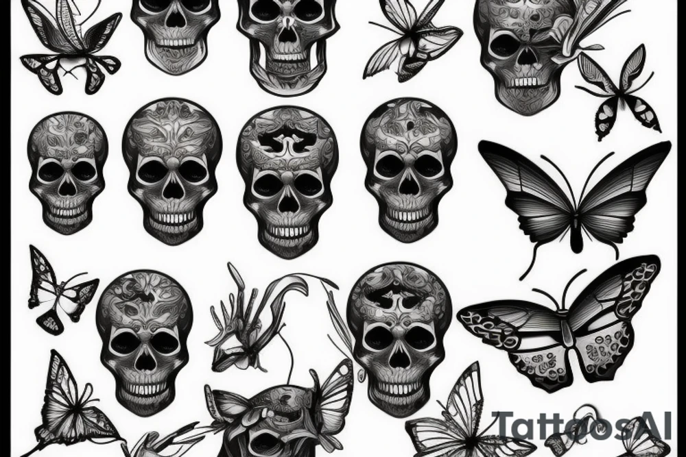 Skull butterfly tattoo idea