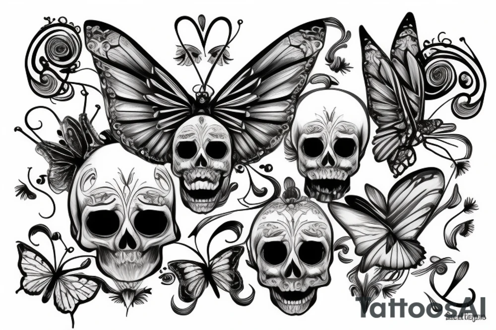 Skull butterfly tattoo idea