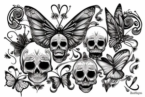 Skull butterfly tattoo idea