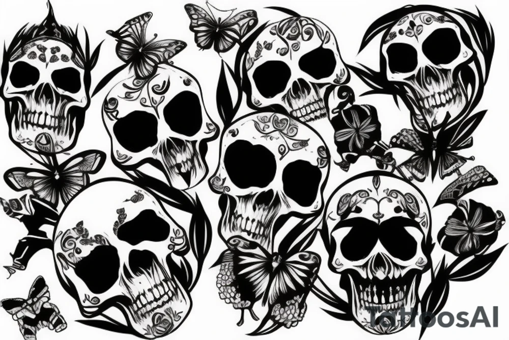 Skull butterfly tattoo idea