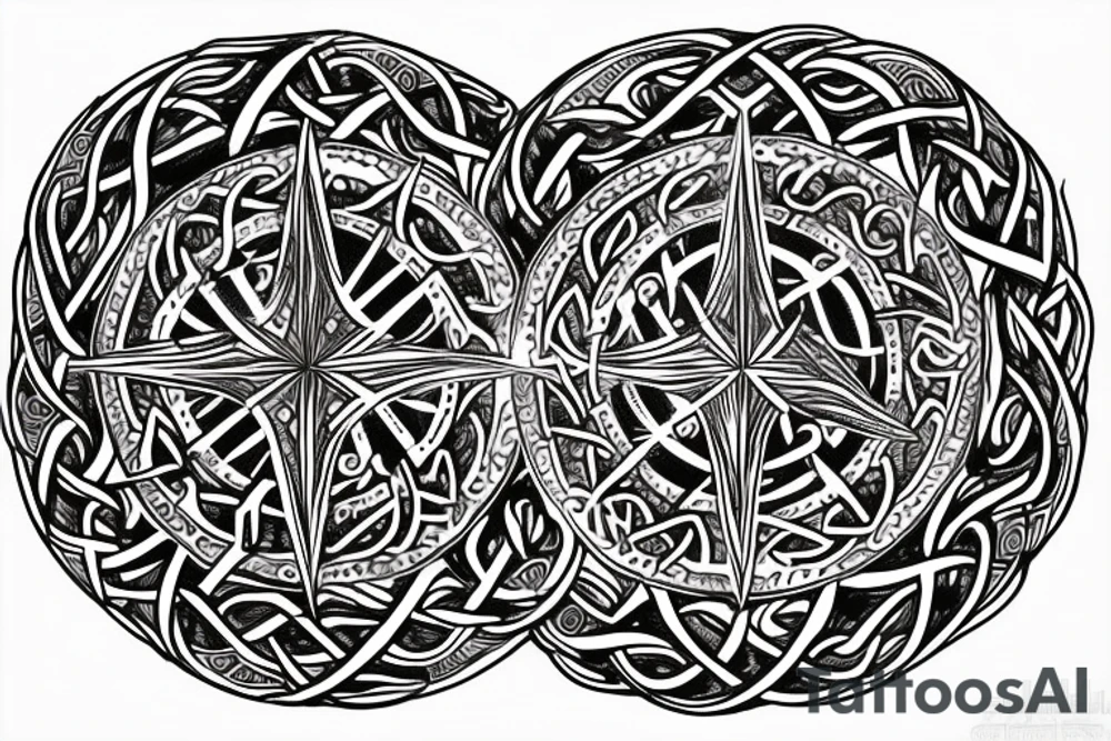 yggdrasil, celtic compass, dragon tattoo idea