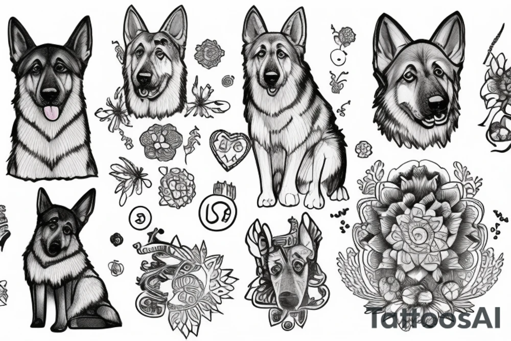 german shepherd named luna tattoo idea