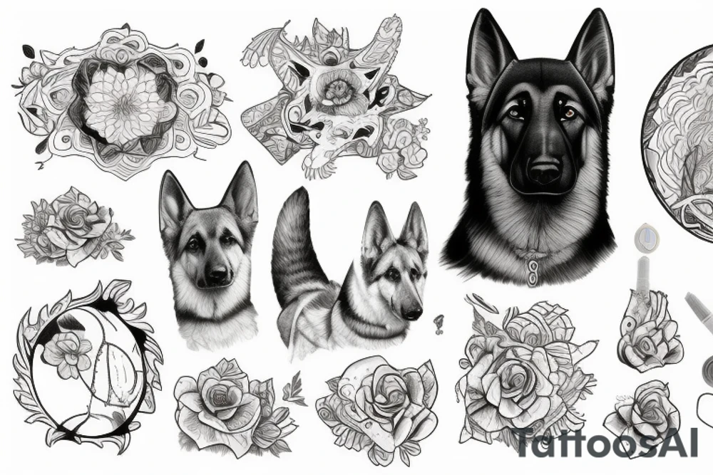 german shepherd named luna tattoo idea